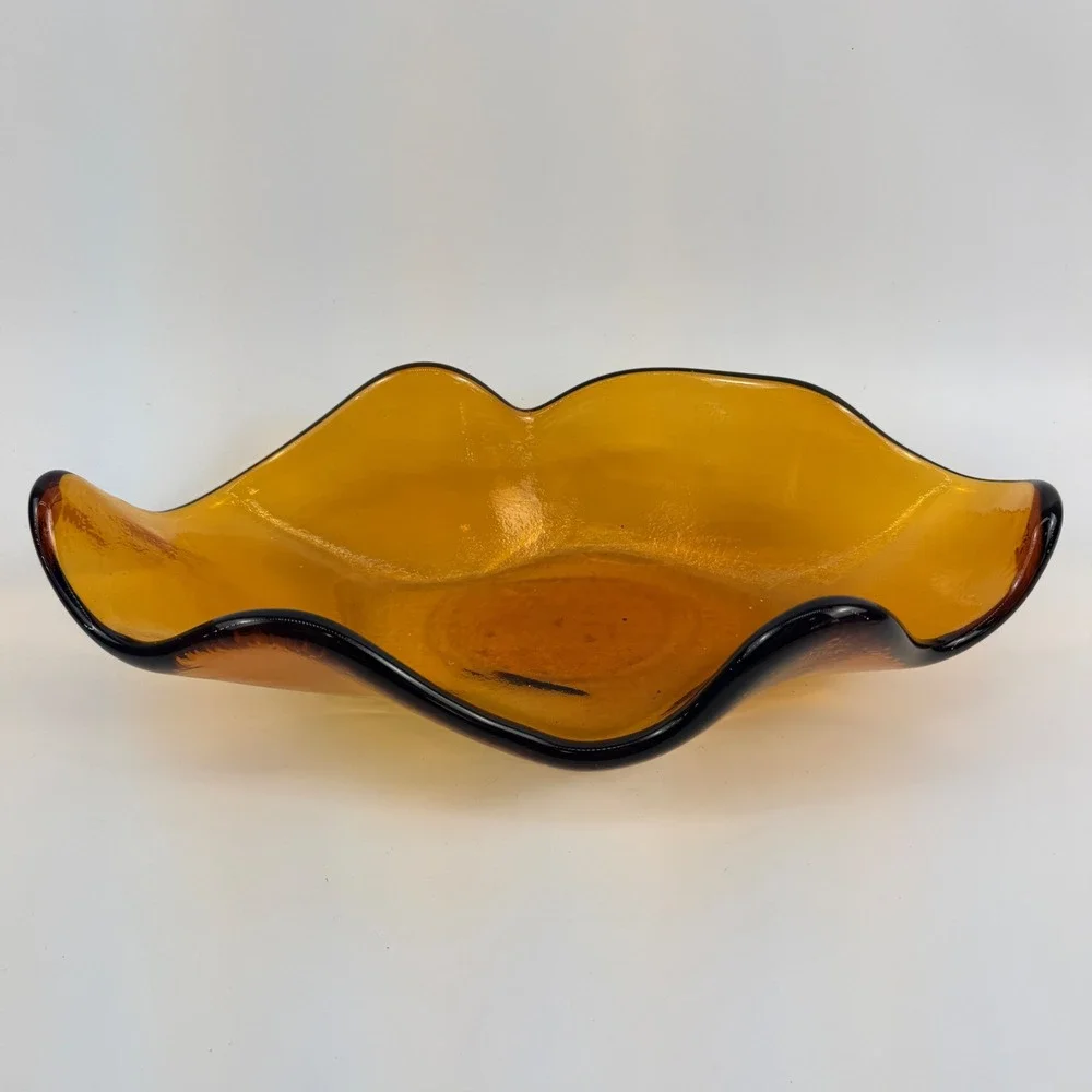 Blenko 633‎ Wheat Glass Large Freeform Console Bowl
